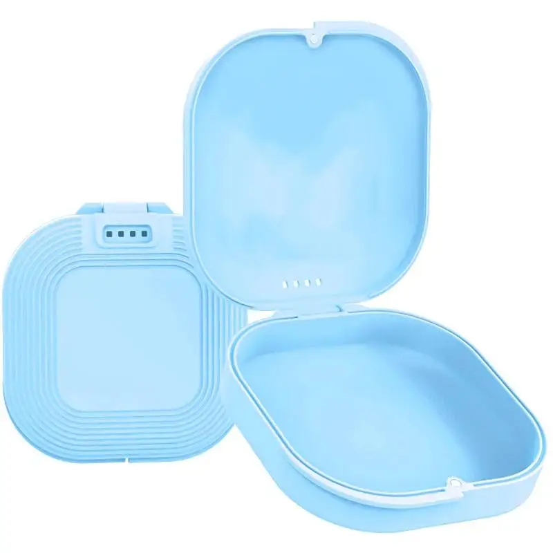 Denture Tray Box Dental Braces Retainer Case Vent Holes Dental Denture Box ​False Teeth Protective Case