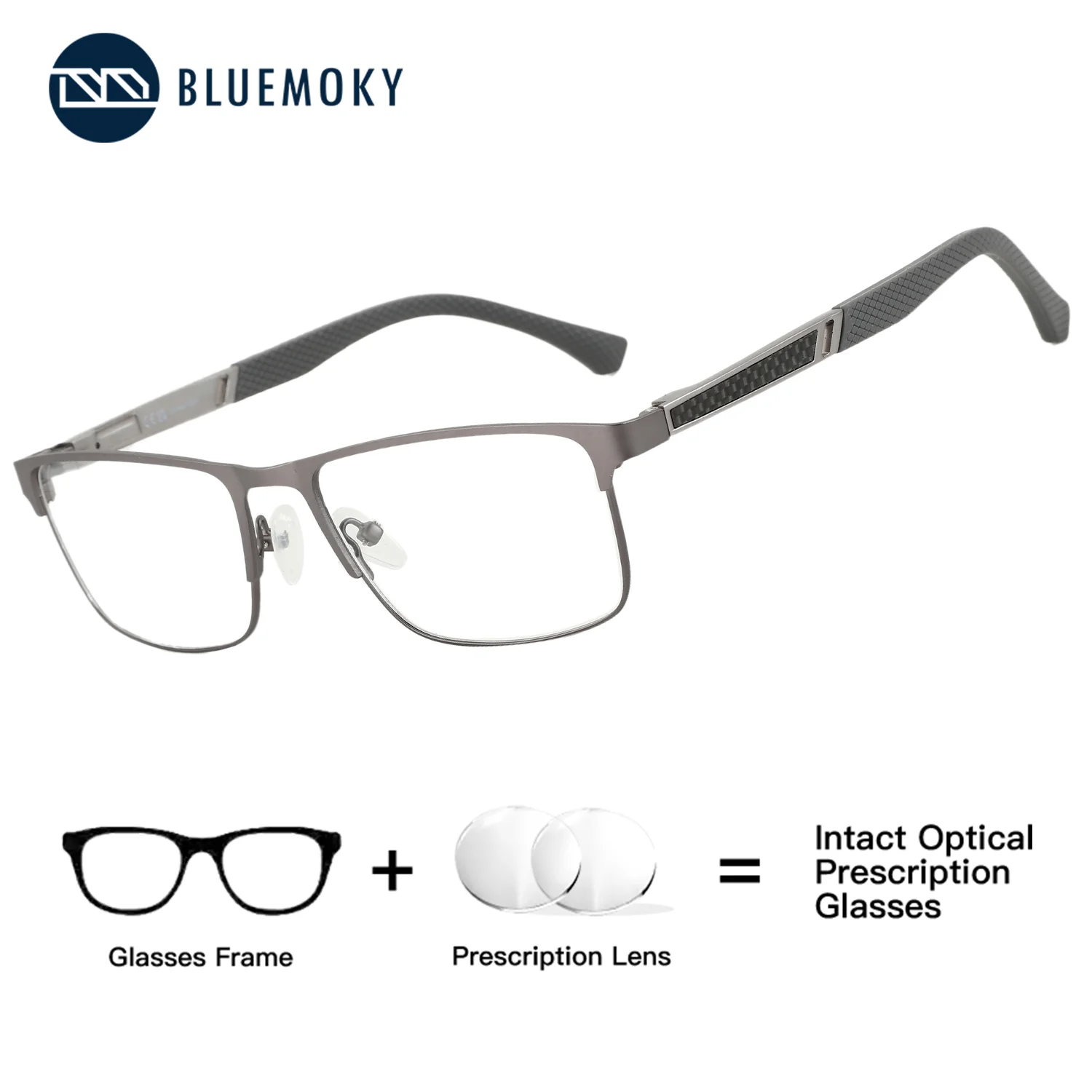 BLUEMOKY Fashion High Quality Square Progressive Prescription Carbon Fiber Frame Myopia Anti Blue Light Men's Grade Eyewear