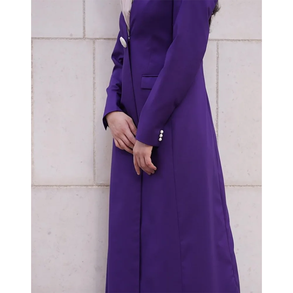 Blazer solto de peça única para mulheres, roxo, botão único, elegante e casual, jaqueta feminina diária, abaya