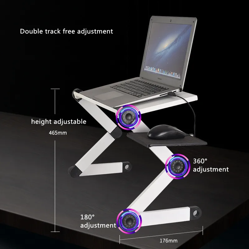 Cooling Fan Laptop desk Portable Adjustable Foldable Computer Desks Notebook Holder tv bed PC Lapdesk Table Stand With Mouse Pad