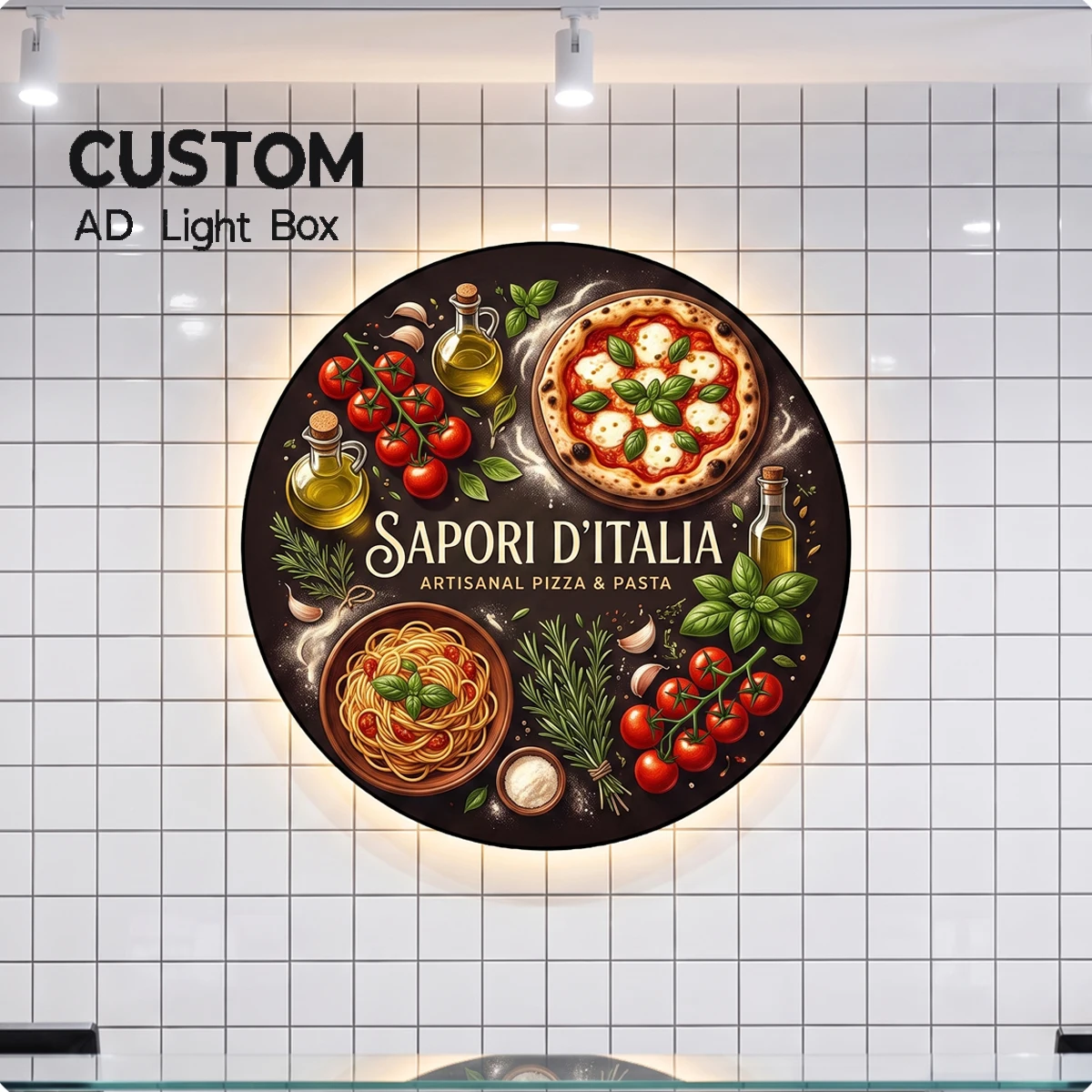 Custom Round LED Lights Box One-Sided Outdoor Business Sign Illuminated Storefront Sign Personalized Logo Sign for Shops