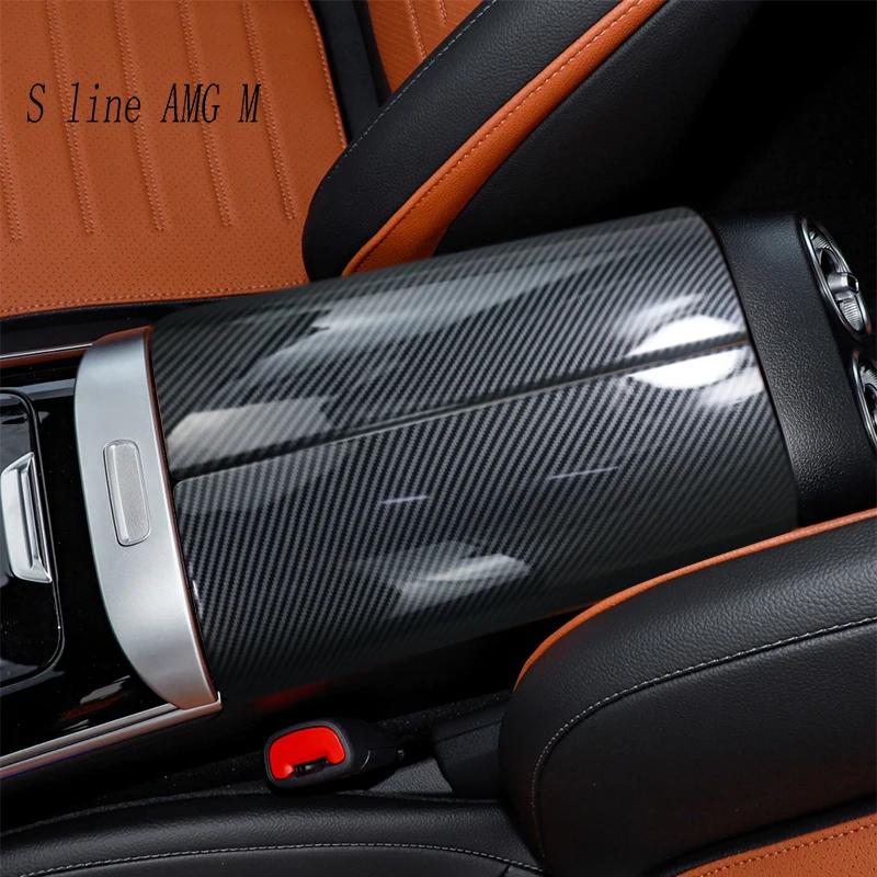 

For Mercedes Benz C Class W206 GLC X254 2022-2024 Car Sticker Stowing Tidying Armrest Box Panel Carbon fiber Cover Auto Interior