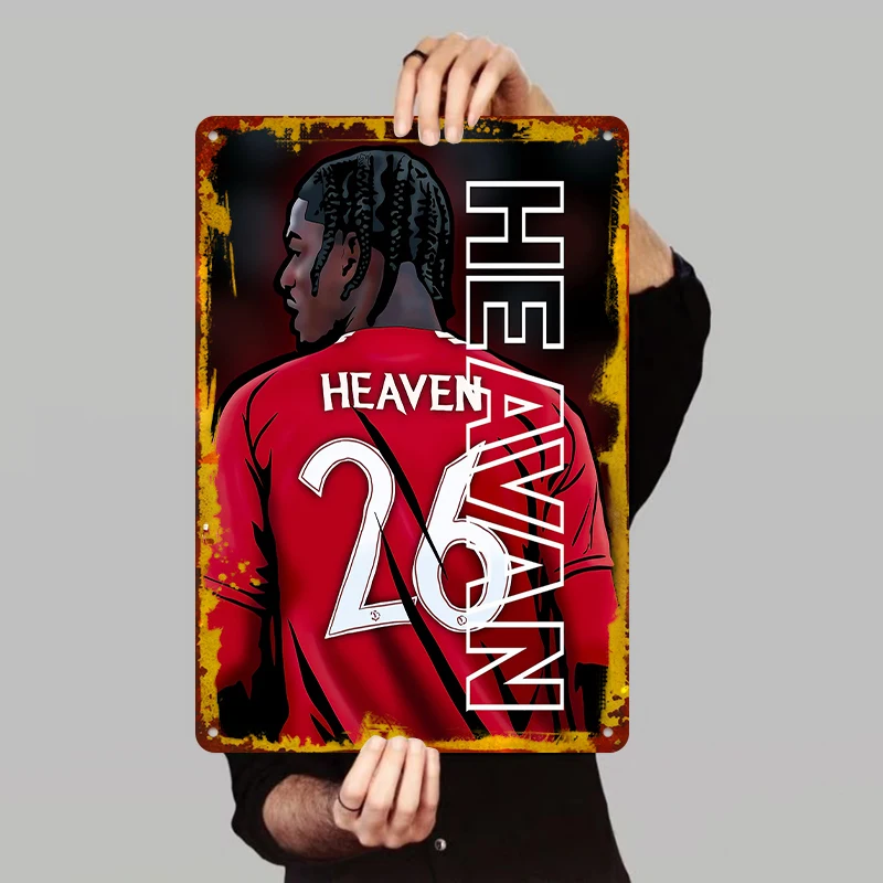 Estrella de fútbol vista trasera Jersey rojo pintura decorativa de hierro arte de la pared del hogar cartel creativo regalo de seguidor de Manchester United