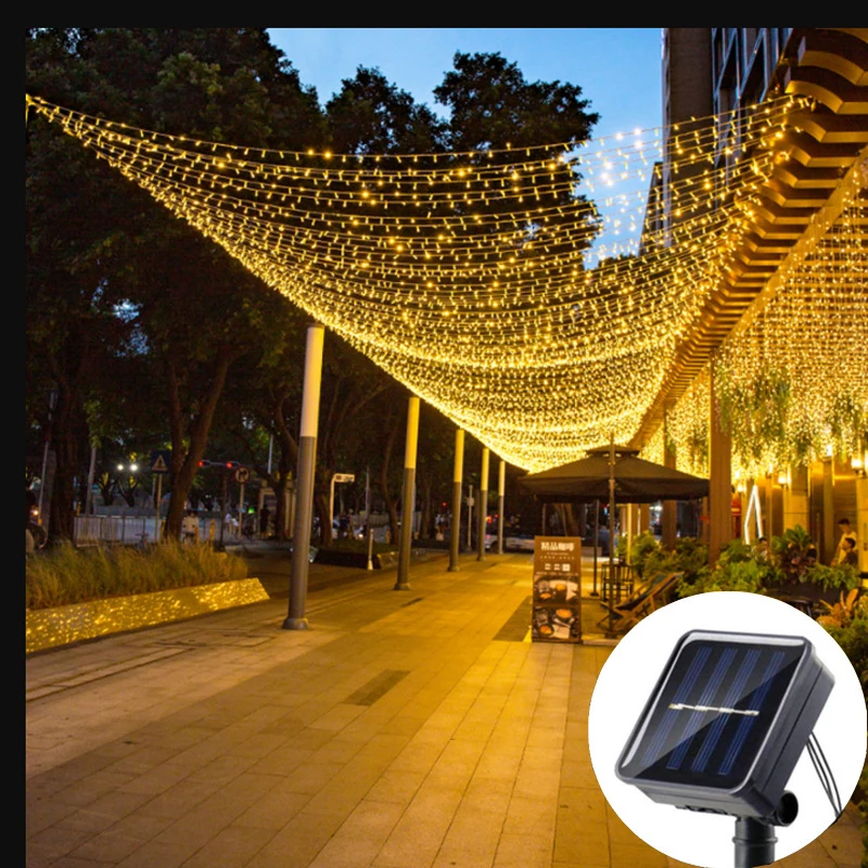 

Outdoor Garden Garland Lamp LED Solar Icicle Fairy String Lights Valentine's Day Wedding Party Ramadan Home Decoration 2026