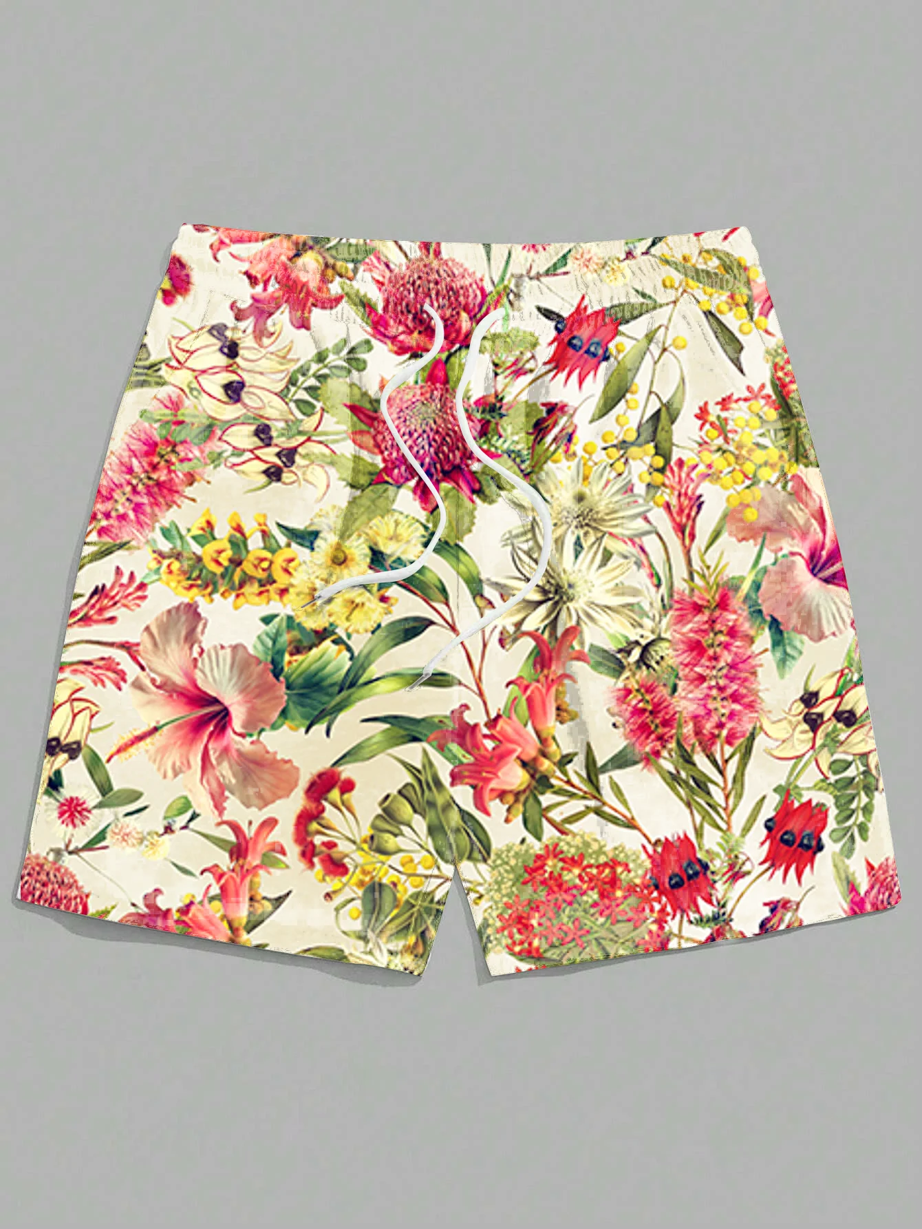 3D-Printed Men's Resort Shorts - Ultra-Vivid Tropical Paradise Prints With Palm Trees & Exotic Flowers