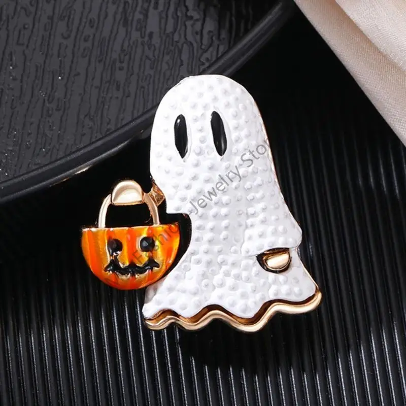 Q6PF الشبح الأبيض وتصميم اليقطين بروش لحدث Halloweens