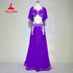 BellyDance Outfit Women's Customized Senior AB Stones Bra+Tassel Long Skirt 2pcs Oriental Dance Professional Performance Costume