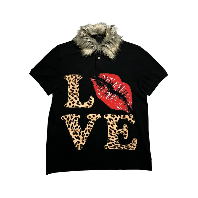 2025 inverno nova moda feminina harajuku rua tendência combinação mao colarinho manga curta camiseta gótico y2k roupas