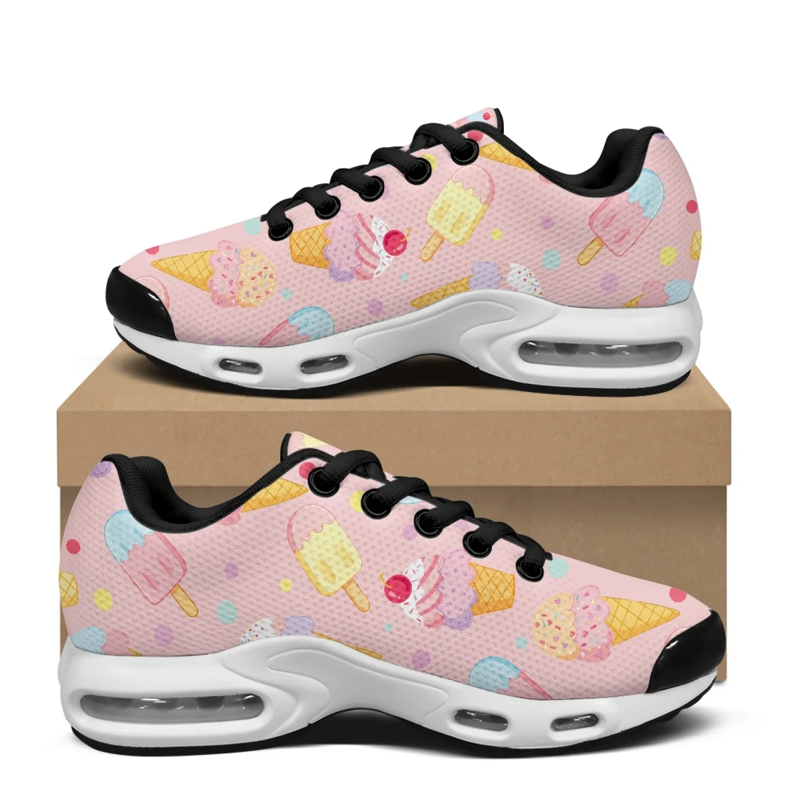 PENSTROLL Ice Cream Polka Dot Comfortable Tennis Sneakers for Running Mesh Cross Trainers Mesh Jogger Athletic Sneakers