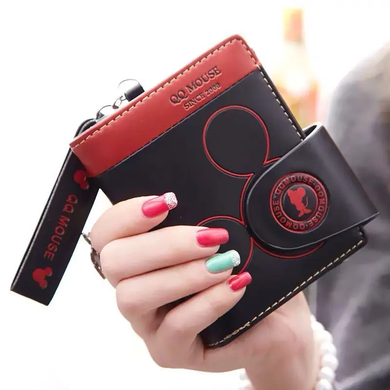 New Mickey Mouse Series PU Wallet Cute Disney Cartoon Zipper Buckle Coin Purse Multifunctional Women Portable Money Storage Bag