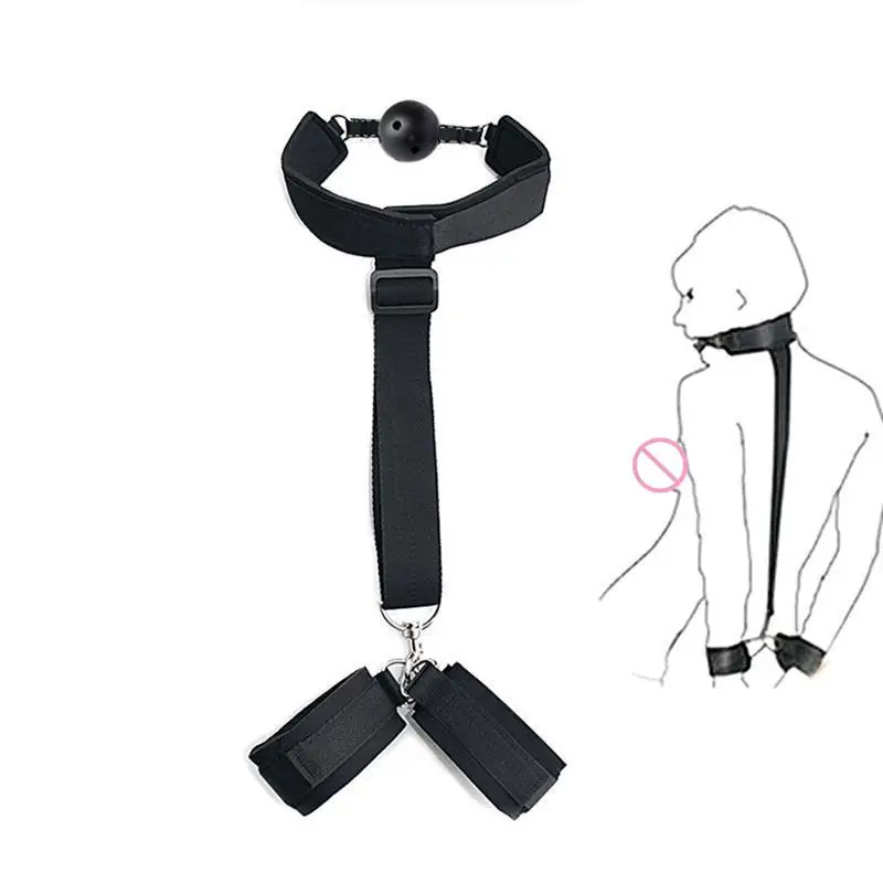 BDSM Slave Restraint SM Collor Cuffs Mouth Gag Adult Sex Toys For Couples Woman Fetish Bondage Backhandcuff Mouth Plug Sextoy