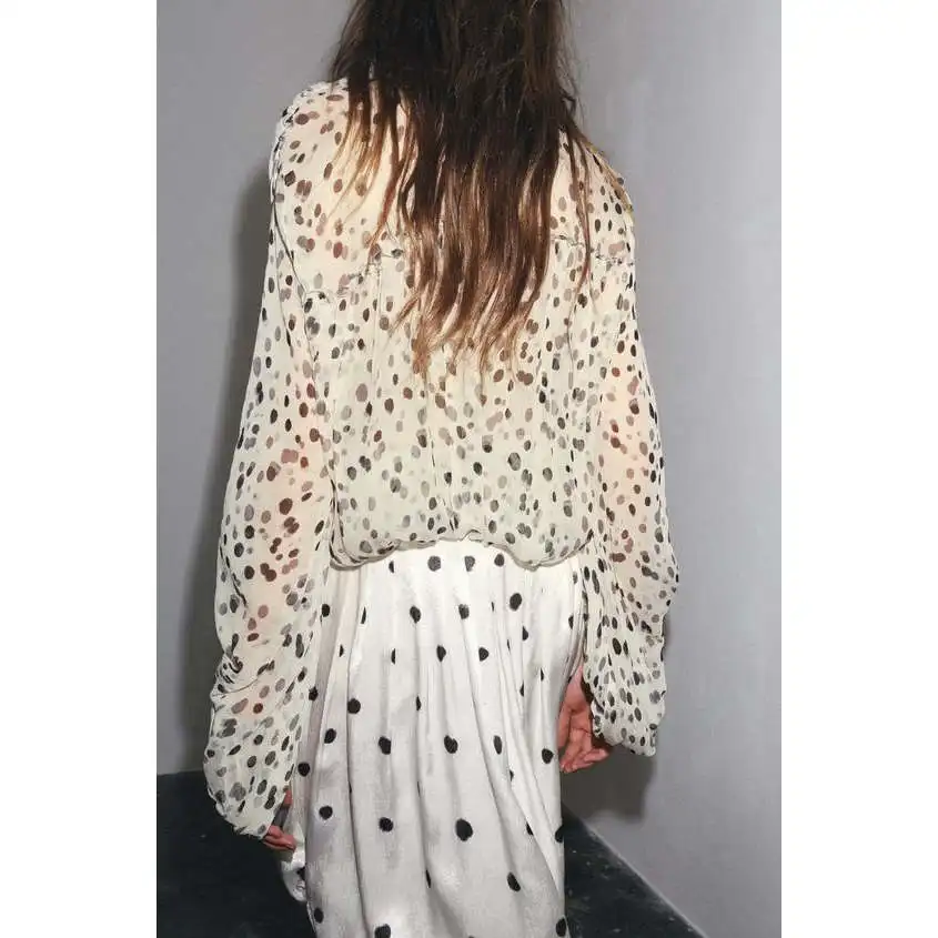 

ZBZR Spring New Women's Casual Faion Print Long Sve Collared irt Loose Polyester Fiber Regular Length Polyester Fiber