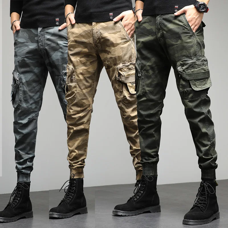 

American Sle Camouflage Work Pants Men's High Street Summer Trendy Brand Cuffed Multi-ket Pure Cotton Casual Long Pants