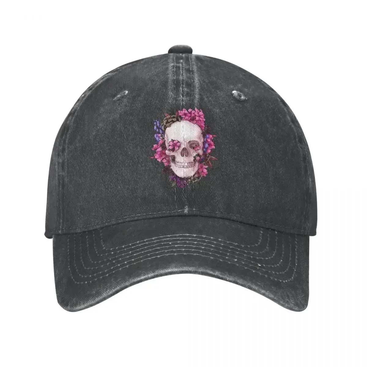 Deadly Beautiful Baseball Cap Flower Skeleton Camping Breathable Washed Trucker Hat Unisex-Teens Fashion Baseball Caps