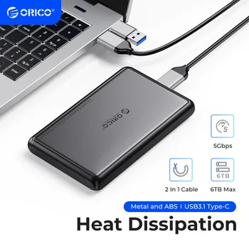 ORICO 외장 HDD 케이스, SSD HDD PC 노트북 금속 및 ABS 케이스, 5Gbps SATA-C 타입 하드 드라이브 인클로저, 방열, 2.5 인치 Best5 ORICO 외장 HDD 케이스, SSD HDD PC 노트북 금속 및 ABS 케이스, 5Gbps SATA-C 타입 하드 드라이브 인클로저, 방열, 2.5 인치 Best5