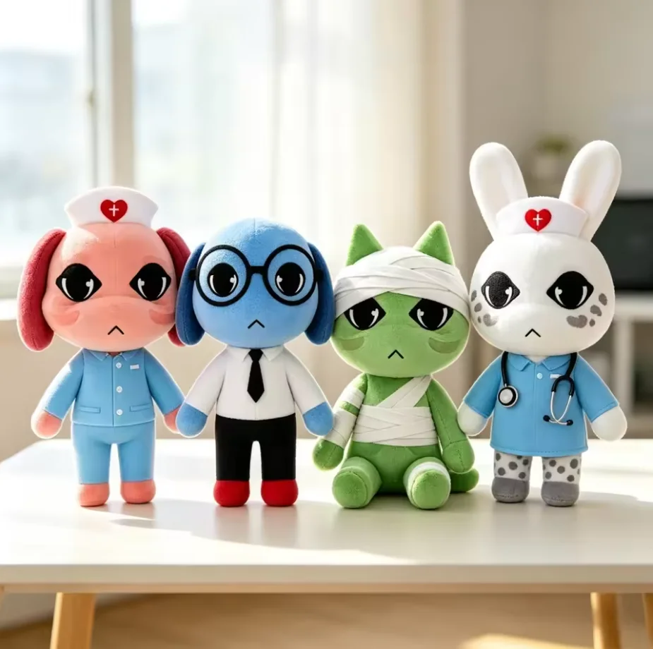 Em Estoque # Pelúcia de Anime Animal Hospital: Bonecos de Pelúcia de Gato, Cachorro, Pinguim e Coelho do Jogo de Terror Animal Hospital Anomaly - Brinquedo Colecionável para Fãs