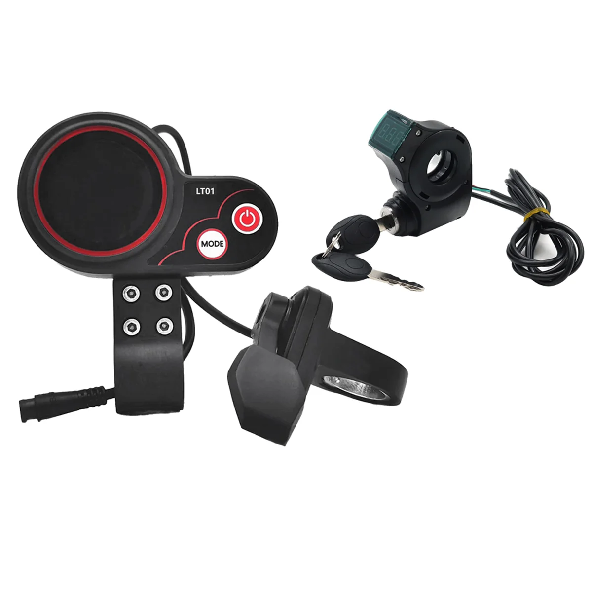 RISE LT01 Display Thumb Throttle+Ignition Lock Key Long Cable for Kaabo Mantis 8/10/Wolf WarriorX/Wolf Warrior11 E Scooter