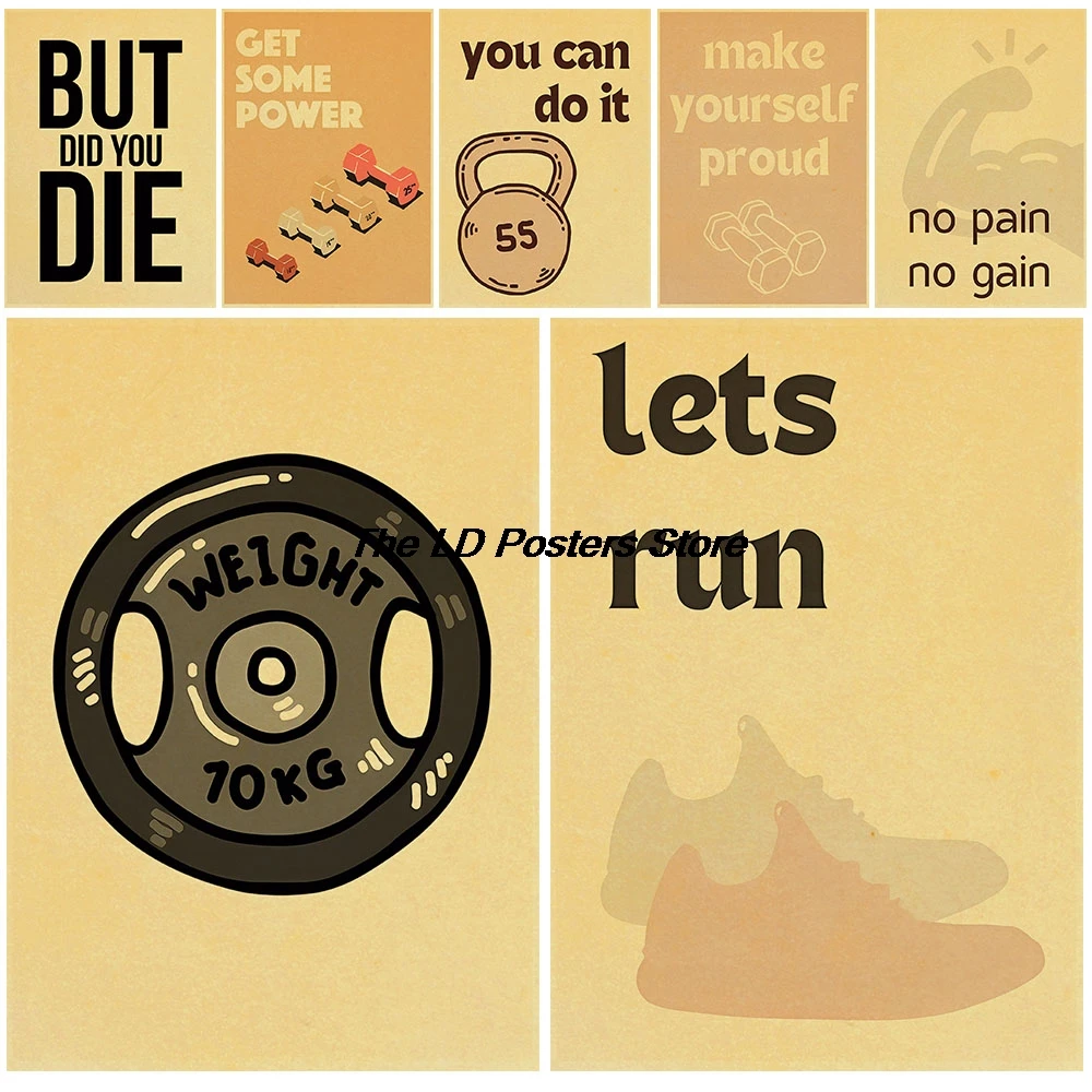 

Minimalist Gym Posters Kraft Paper Print Nostalgia Landscape Room Canvas Art Modern Home Wall Art Living Landscape Poster