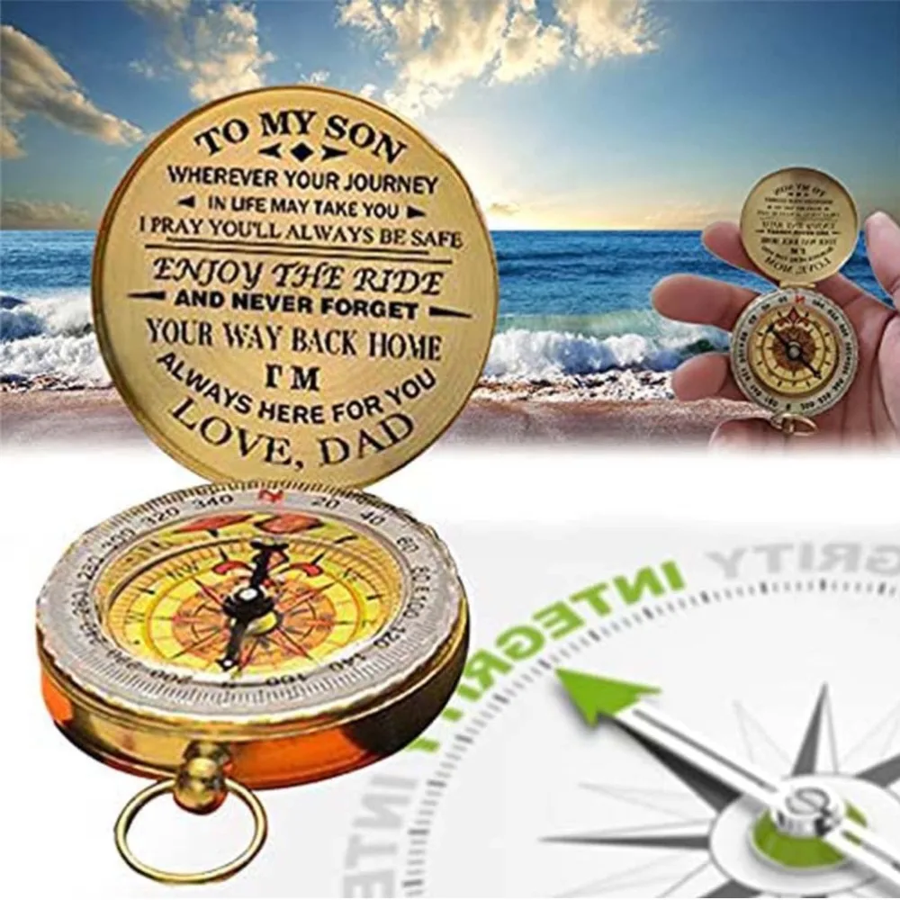 Glow In The Dark Survival Compass Luminous Design Waterproof Navigation Tool Portable Size Dad/Mom To Son Gift Camping Compass