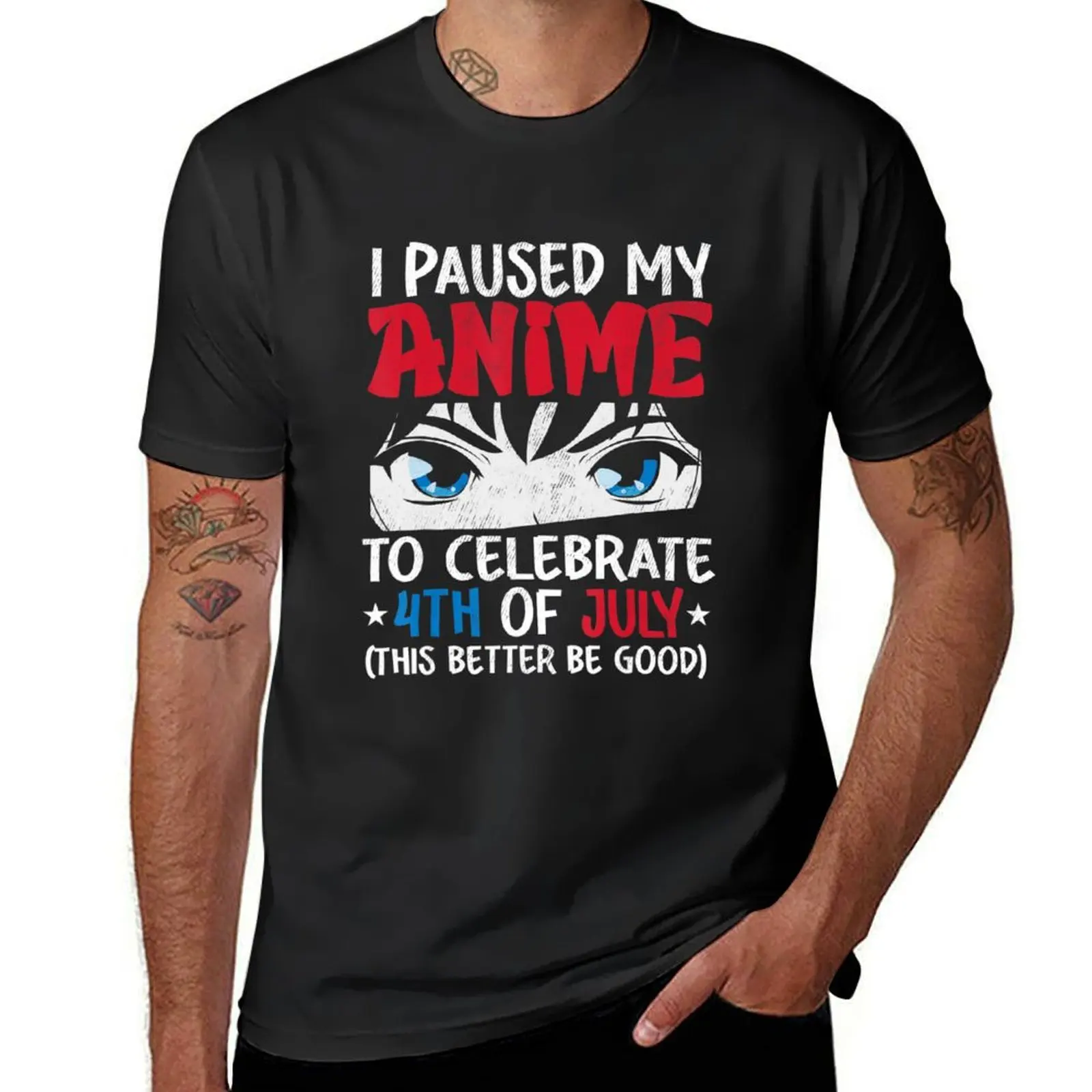 

I Paused My Anime To Celebrate 4th Of July Funny 4th Of July T-shirt oversizeds Blouse customs tops mens workout shirts