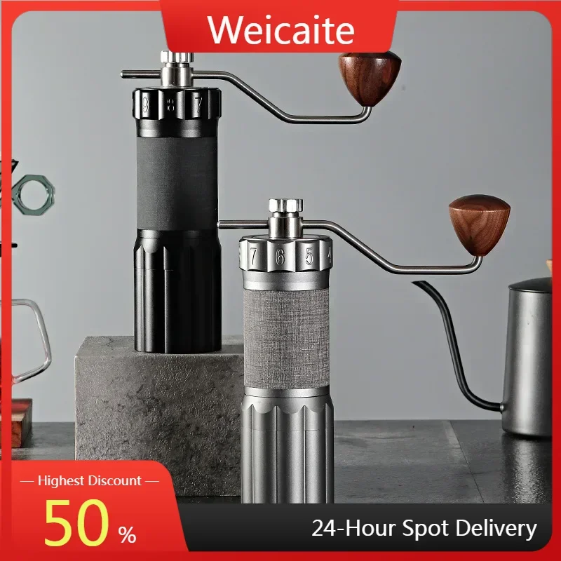 Manual coffee grinder with 304 SLS Burr portable handheld machine, tamping coffee beans, burr grinder (cone)Grinding  powder