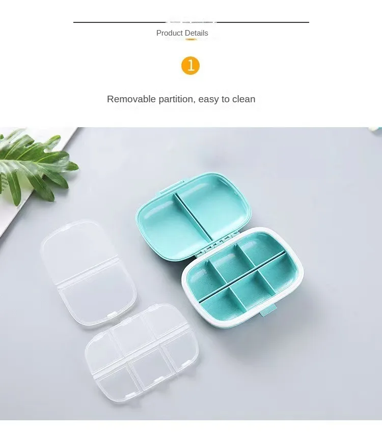 Portable 8-cell Sealed Medicine Box  Moisture-proof One Week Pill Box Packaging and Storage Box Medication Is Clear At A Glance