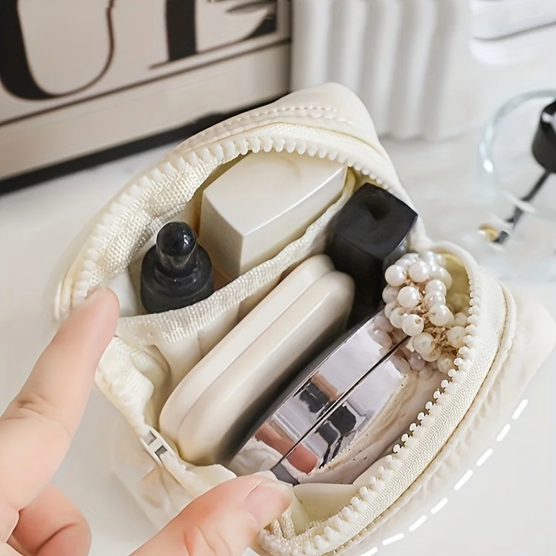 

Korean Mini Cute Square Cosmetic Bag, Multifunctional Portable Coin Purse Card Lipstick Sanitary Napkin Storage Small Zipper Bag