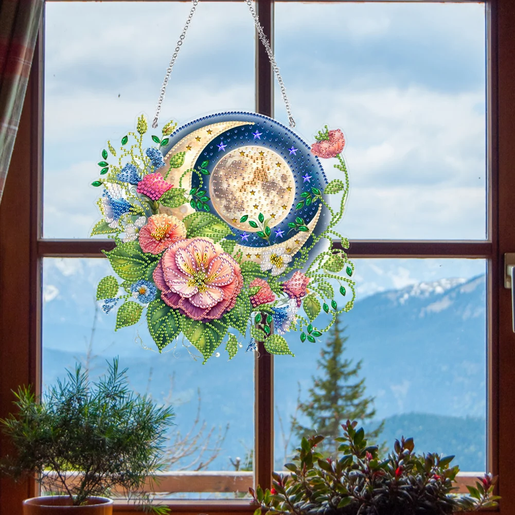 Acrylic 2D Flat DIY Special Shape Hanging Diamond Art Kits Rhinestone Diamond Art Window Pendants DIY Home Decor Hanging Charm