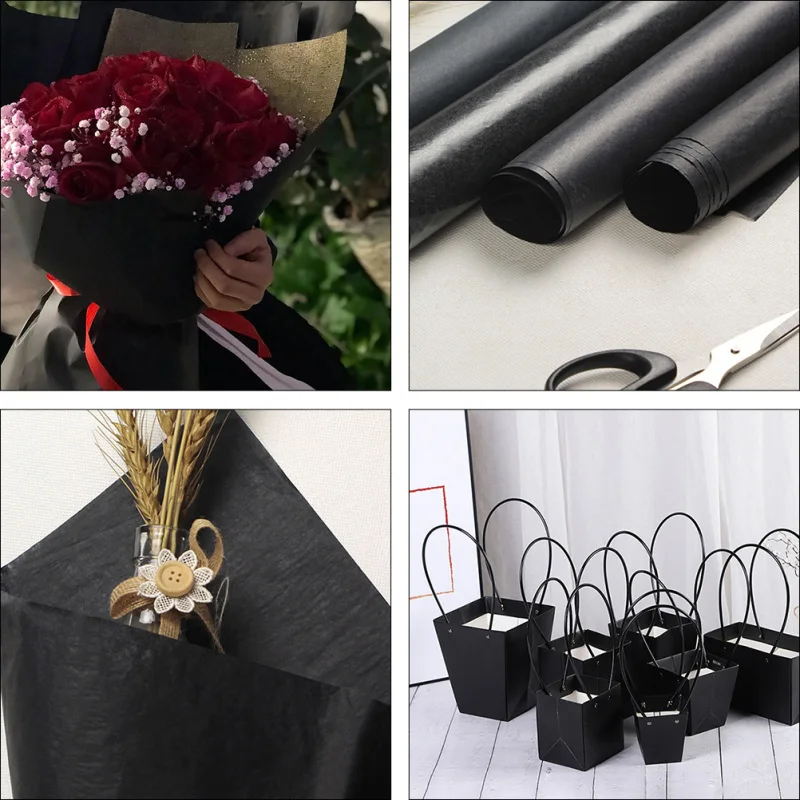 38cm x2m /5m/8m 1Pc Decorative Roll Kraft Paper Roll Craft Flower Packaging Wrapper (Black) Wrapping