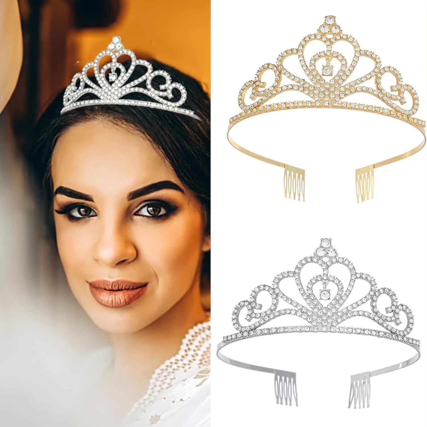 Factory Price Head Piece Wedding  Bridal Bride Crystal PrincessTiara Ornament Headband Rhinestone Crown For Women Girls