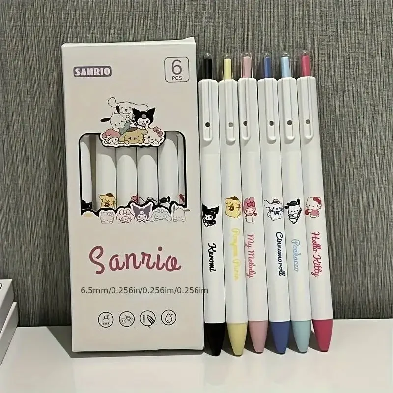 Sanrio Gel Pen Hello Kitty Kuromi Pachacco Student Examen Pen Snel Droog Kantoor Handtekening Pen Schoolbenodigdheden Briefpapier Prijs 6 Stuks