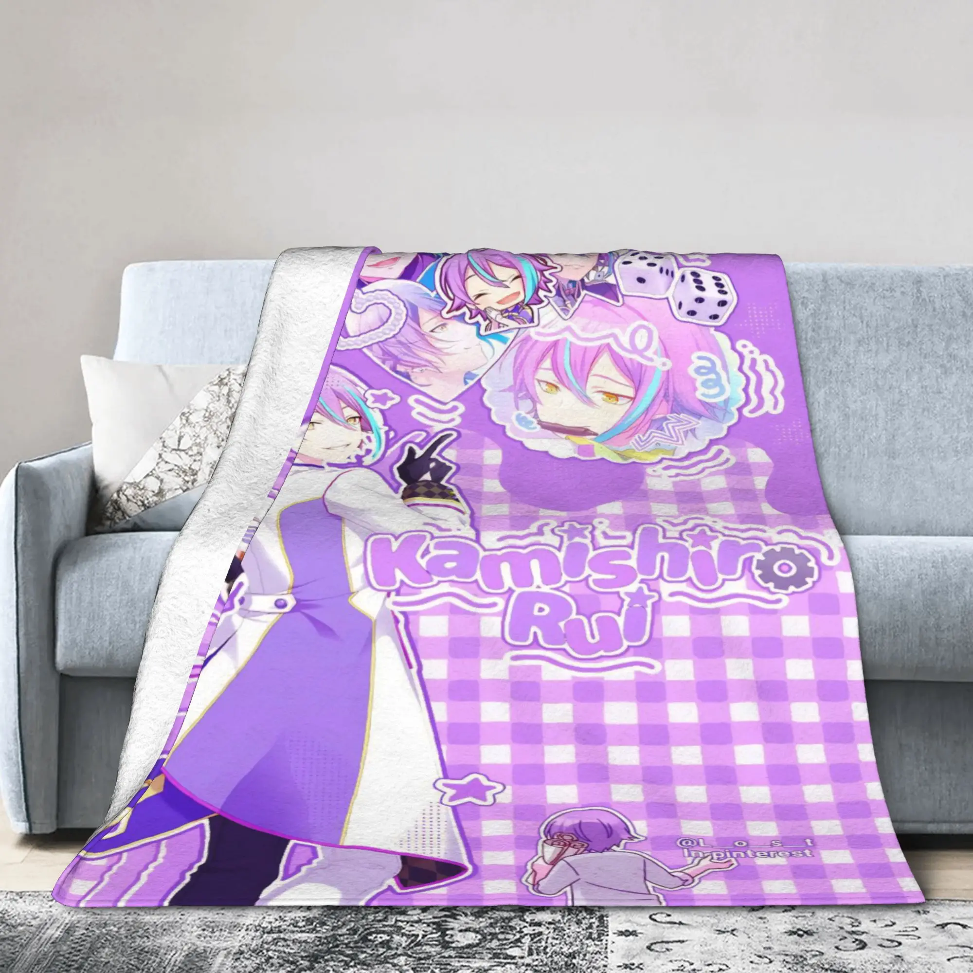 Rui Kamishiro Flannel Blanket Singer Anime Creative Throw Blankets for Home Hotel Sofa  150*125cm Quilt