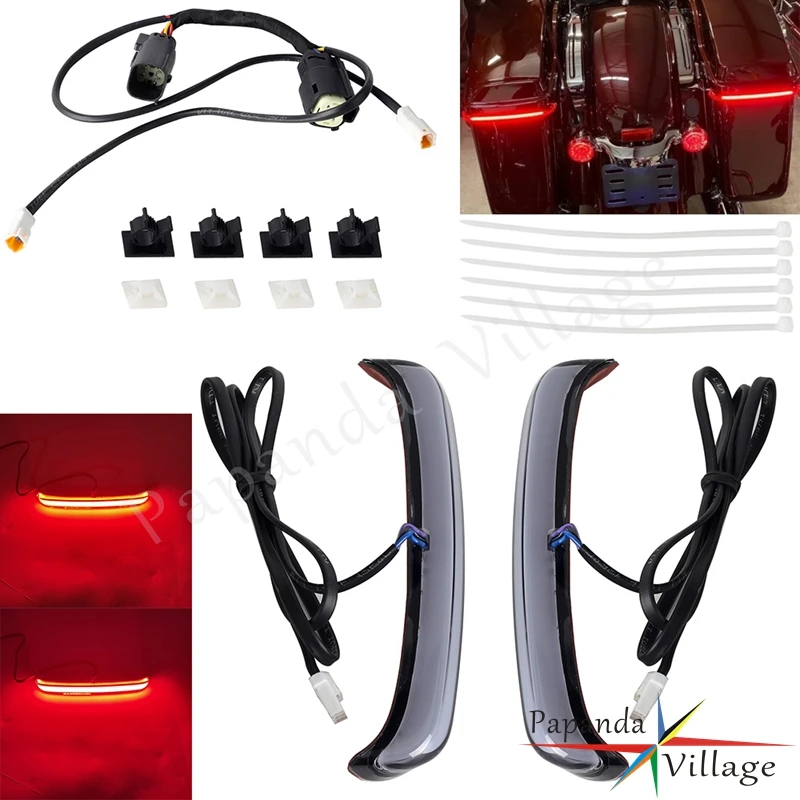 

For Harley Touring Road King Electra Glide CVO 2014-2013 Motorcycle LED Tracer Saddle Bag Lamp Rear Luggage Brake Taillight