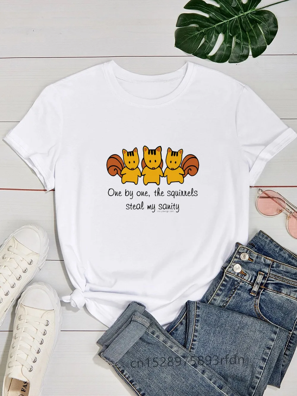 

Bizarre Women Funny Print Ladies T-shirt Girl Y2K Basis O-collar White Shirt Short