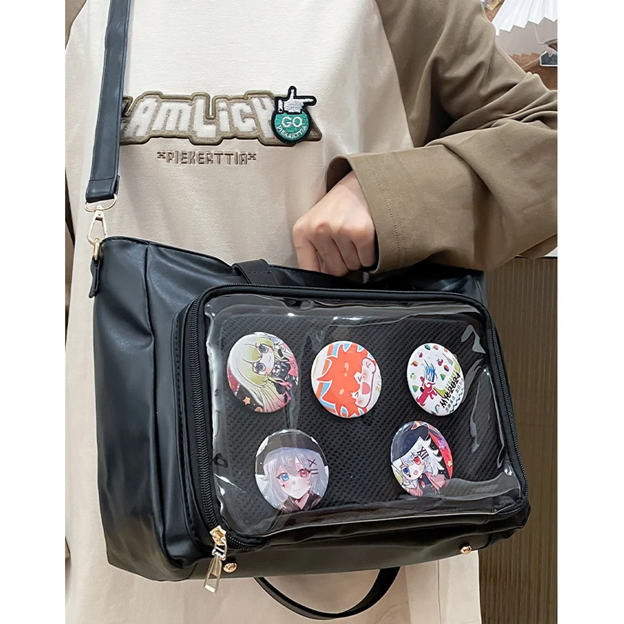 New Y2K Japan Kawaii Ita Bag Cute PU Clear Shoulder Bag Girls Transparent Pocket Harajuku Style Women's Preppy Crossbody Bag Sac