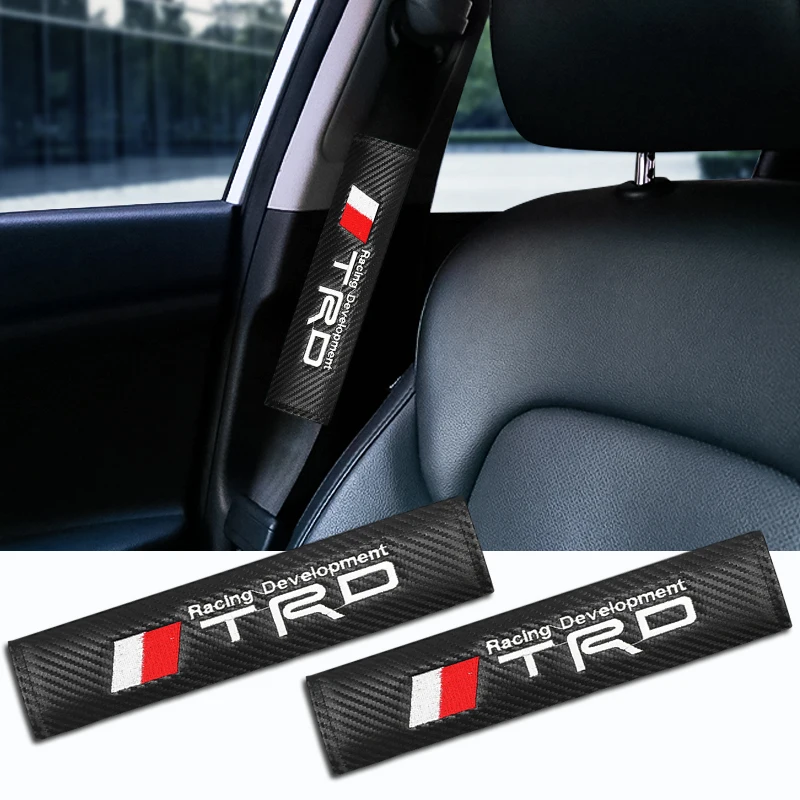 

1/2pcs Car Cotton Seat Belt Protective Cover TRD Logo Emblem Decoration Auto Accessories For Toyota TRD Corolla RAV4 Auris Camry