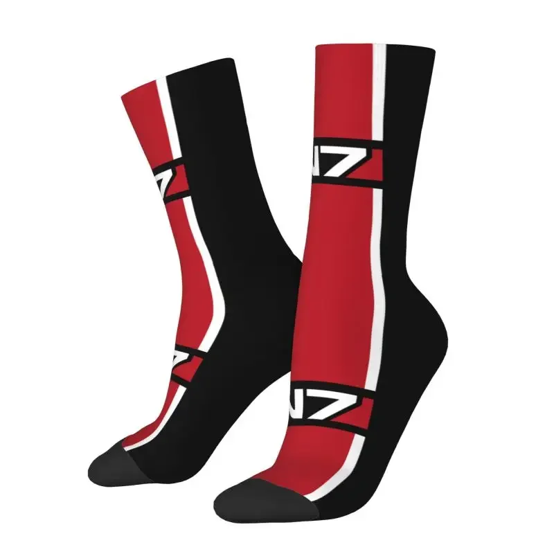 Mass Effect N7 Mens Crew Socks Unisex Fashion Alliance Video Game Spring Summer Autumn Winter Dress Socks