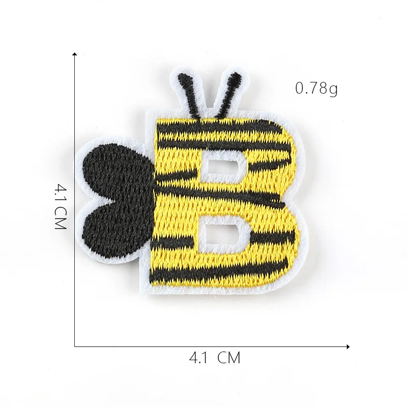 1pcs Animal Letter Patches for Clothing ABC DEF OPQ RST UVW XYZ Embroidery Iron on Alphabet Kids Name Badge Patches Accessories