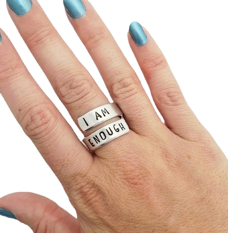 Awareness I Am Enough Ring for Women Stress Relief Gift Stay Strong Uplifting Jewelry Drop Shipping YLQ7277