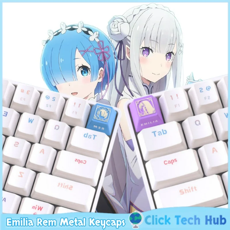 Emilia Rem Metal Keycaps 1pcs Re: Life In A Different World From Zero Anime Key Cap Customized Mechanical Keyboard Keycaps Gifts