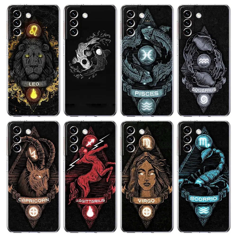 Phone Case For Samsung Galaxy S24 Plus S23 FE S22 S21 S20 Ultra 5G S10 S10E S9 S8 Cover Aries Leo Libra Pisces Virgo Capricorn