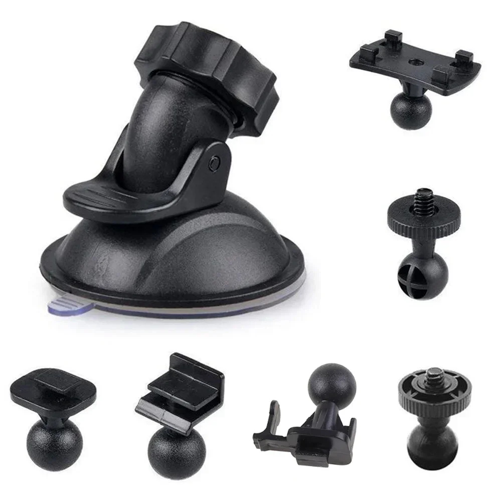 Car Suction Cup For Dash Cam Holder Vehicle Video Recorder With 6 Types Adapter Plastic Black GPS Holders Accessories