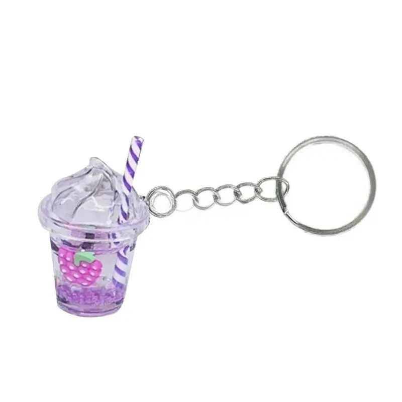 Small BobaMilk Tea Cup Chains Bubble Tea Keychain KawaiiCar Keyring