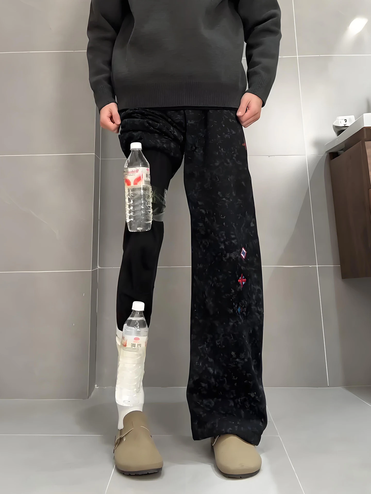 

Bla American Dyed Pants Men's Winter Slim Fit Fce Lined Knife Sweatpants Casual Straight Leg Long Trousers