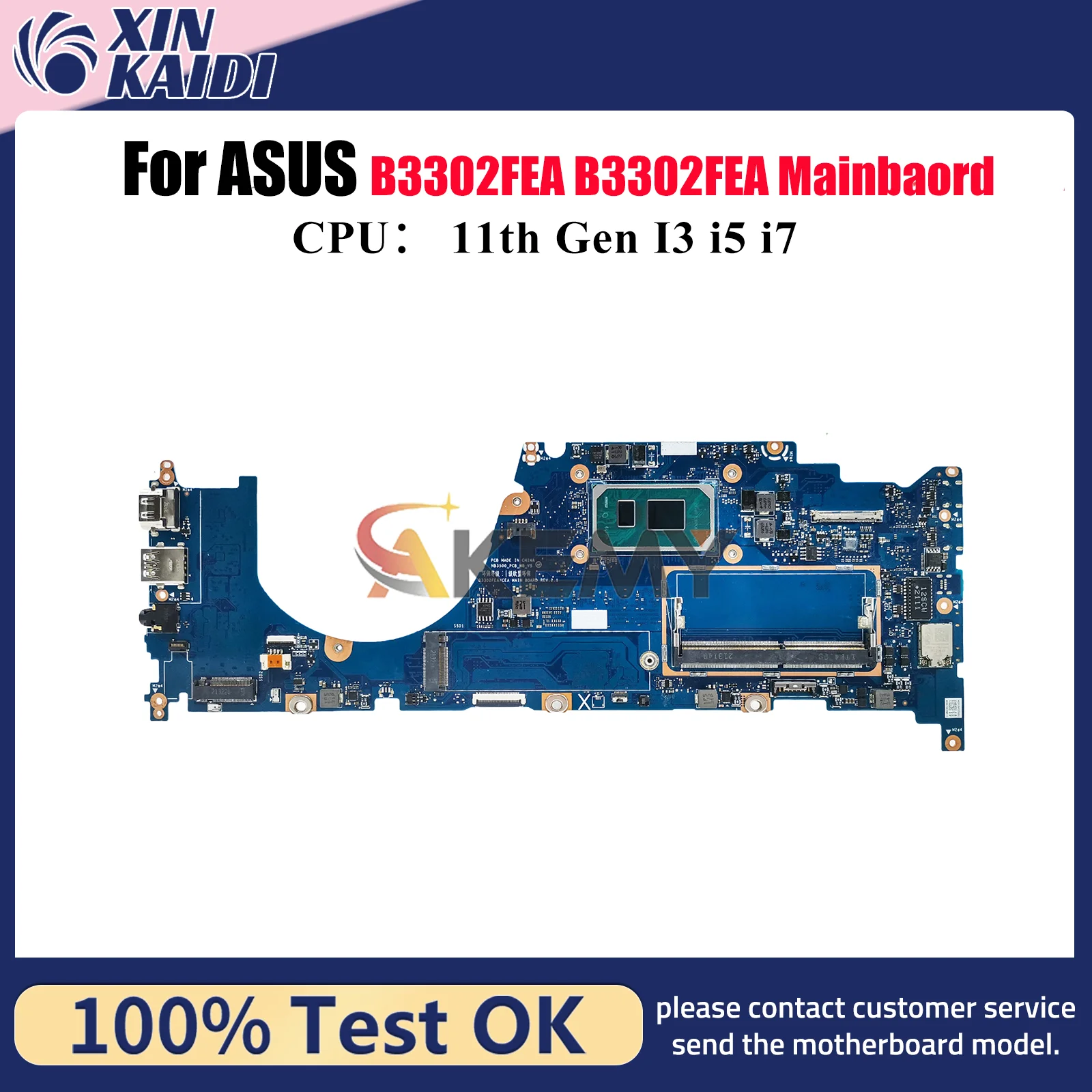 

B3302FEA Laptop Motherboard For ASUS ExpertBook B3302F B3302FEA Notebook Mainboard With 11th Gen I3 i5 i7 tests OK fast shipping