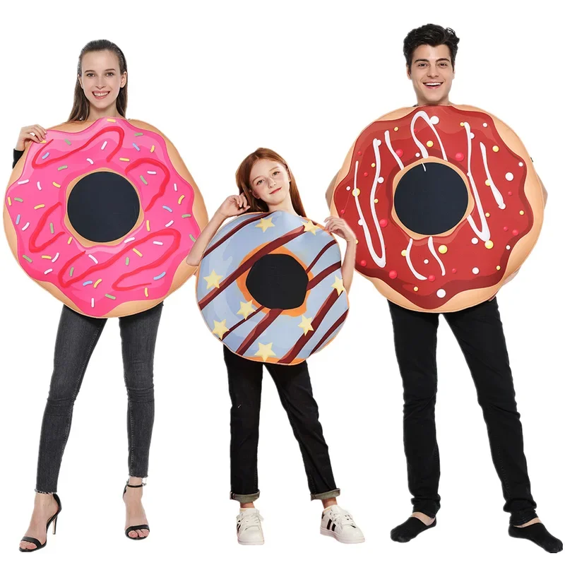 RT01 Adult Funny Chocolate Jam Donut Costume Halloween Food Cosplay Family Group Outfits Carnival Easter Purim Fancy Dress&Gf1