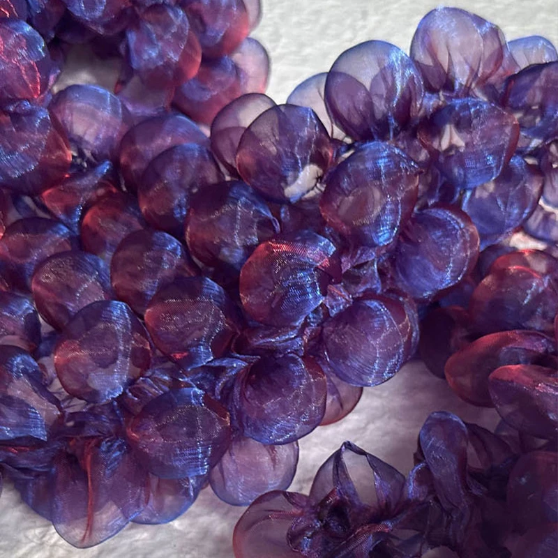 

Purple Glossy 3D Bubble Lace Fabric Heat Setting Seersucker Perspective Organza Net for DIY Wedding Dress Stage Costume Decor