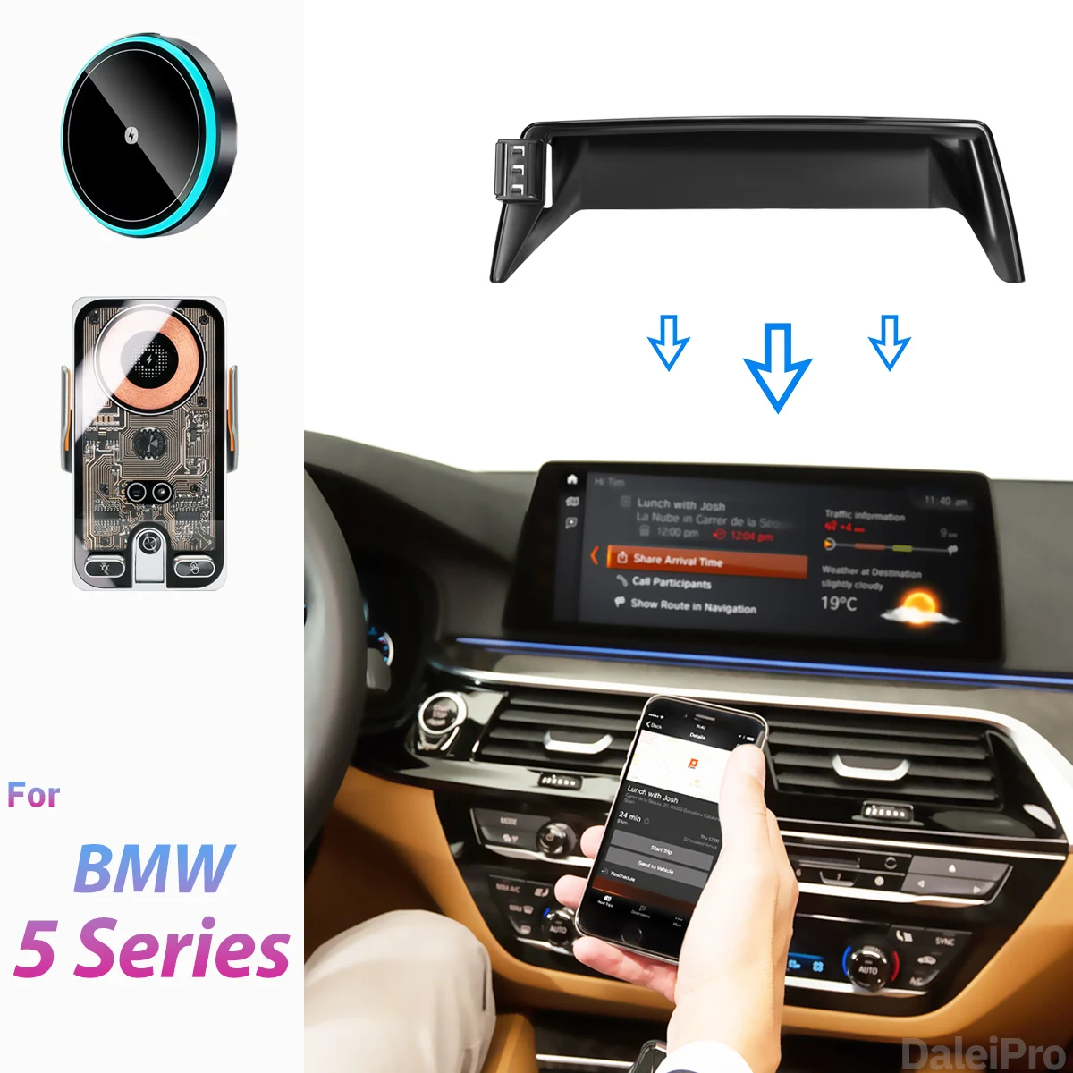 Für BMW 5er G30 2017-2020 BMW 6er GT Auto-Handyhalterung Bildschirm-Fixierclip Kabelloses Ladegerät Maßgefertigte Handy-Bildschirmhalterung – Detail 1