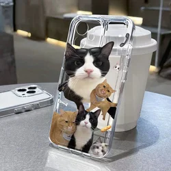 Cute Cat Clear Case For iPhone 14 Case iPhone 11 12 13 14 15 Pro Max X XR XS Max 7 8 Plus SE 2022 2020 Funda Soft Silicone Cover