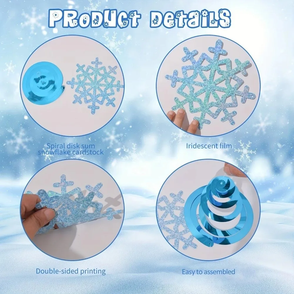 8pcs Ceiling Streamers Christmas Snowflake Streamers Swirl Snowflake Vortex Snowflake Hanging Ornament Snowflake